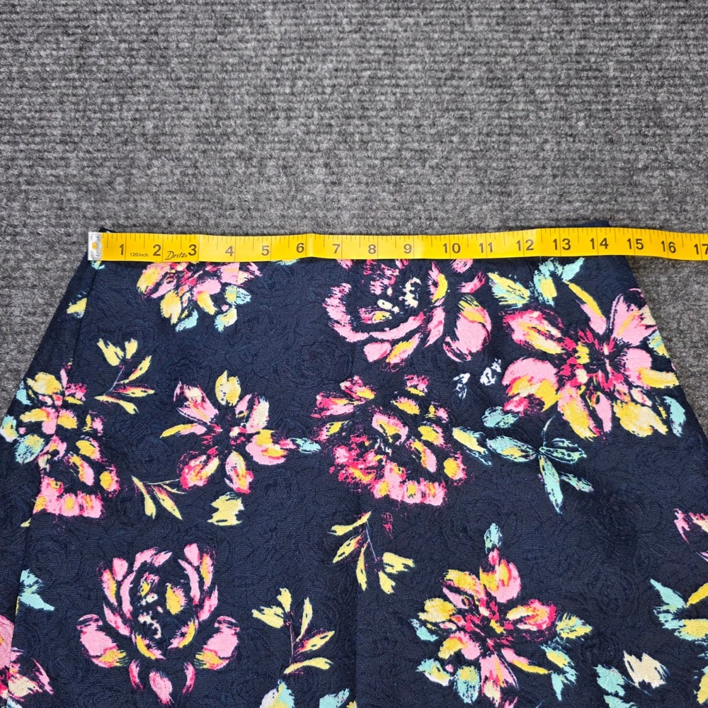 Lush Floral Jacquard Scalloped Mini Skirt Women's Size Large Navy‎ Pink Yellow - Picture 8 of 10